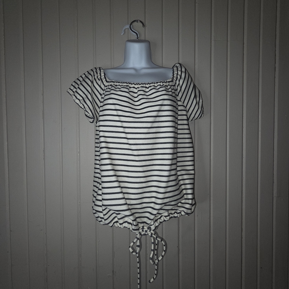 Madewell Striped Blouse with Drawstring Hem